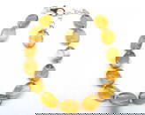 6.5 - 7.5" SOLID 925 SILVER BRACELET NATURAL CITRINE BEADS OVAL
