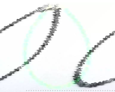 7" SOLID 925 SILVER BRACELET NATURAL EMERALD BEADS FACETED COIN: These are natural, earth mined and hand crafted with precision. Stone: Emerald, Stone Shape: Faceted Coin, Stone Size: 3.5 mm, Width: 2 - 2.5 mm, Length: 7", Weight: approx. 13.50 carats. The photogra