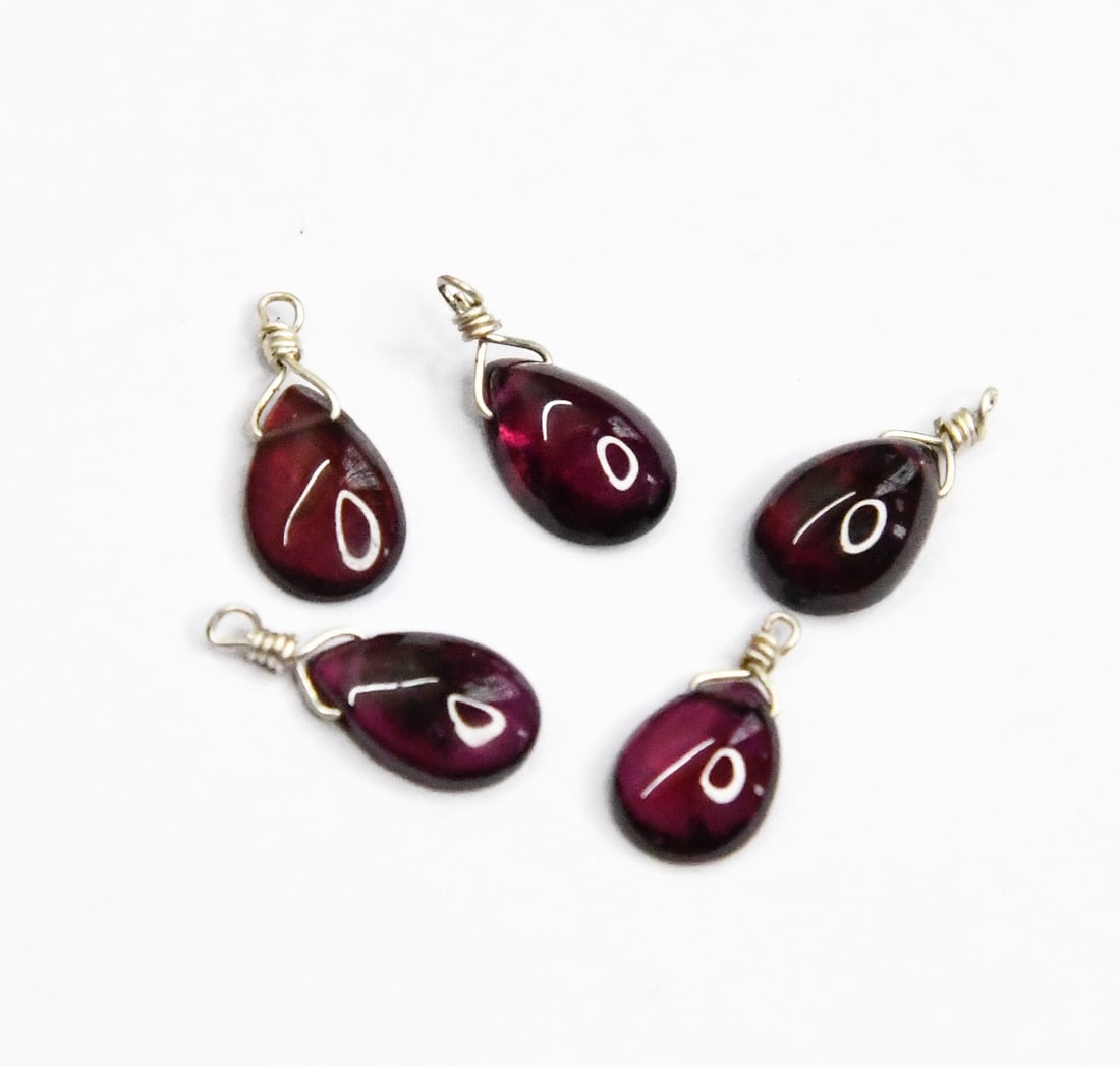 NATURAL GARNET PEAR SOLID 925 STERLING SILVER 5X7 - 6X8 MM, 5 PCS (1 of 1)