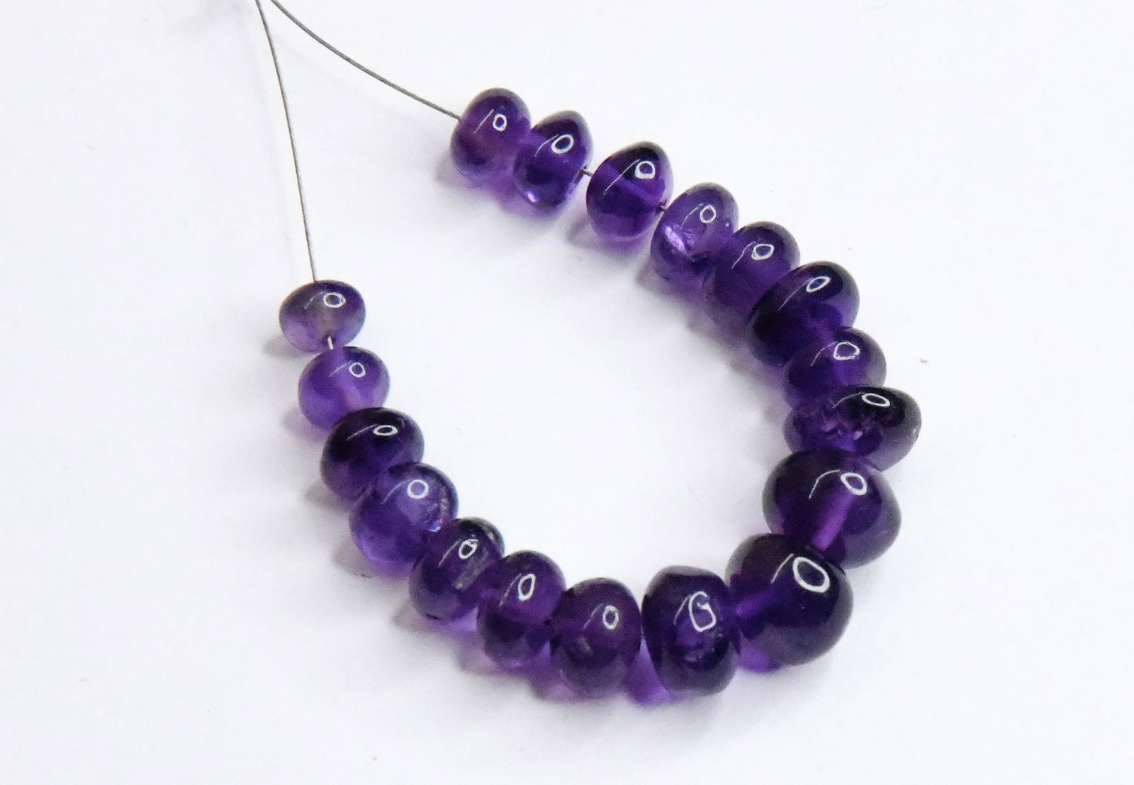 NATURAL AMETHYST BEADS RONDELLE 5.5 - 9 MM 18 PCS (1 of 1)