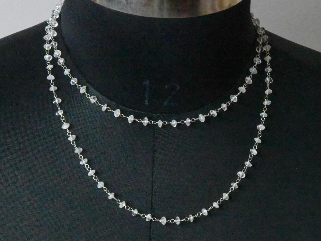 36" NECKLACE NATURAL AQUAMARINE BEADS RONDELLE: Aquamarine symbolizes courage, purity, serenity, and clarity, with its name meaning "seawater". It is associated with the ocean, providing protection to sailors, and is believed to calm the spirit and