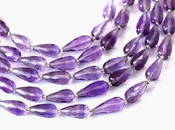 AAA FINE QUALITY AMETHYST BEADS FACETED BRIOLETTE 5X10 - 5X12 MM  7" STRAND  (3 LINES)