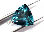 NATURAL LONDON BLUE TOPAZ BEAD TRIANGLE 14 MM SOLID 925 SILVER 1 PC