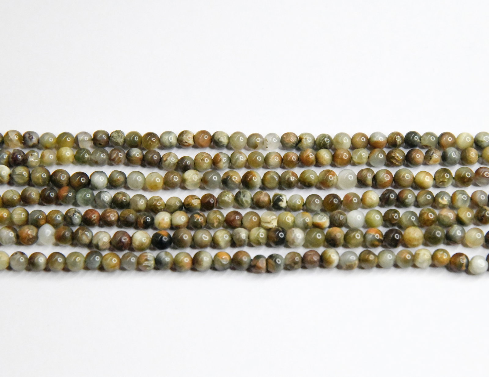 14" STRAND NATURAL CAT'S EYE BEADS ROUND 5 MM  (2 LINES) (1 of 1)