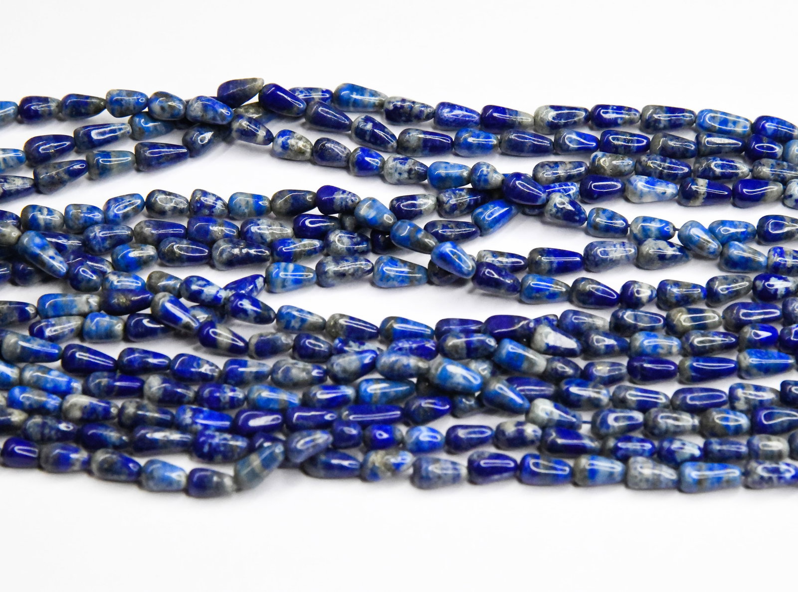 14" STRAND NATURAL LAPIS BEADS TOPDRILL DROPS 6X9 - 6X11 MM (4 LINES) (1 of 1)