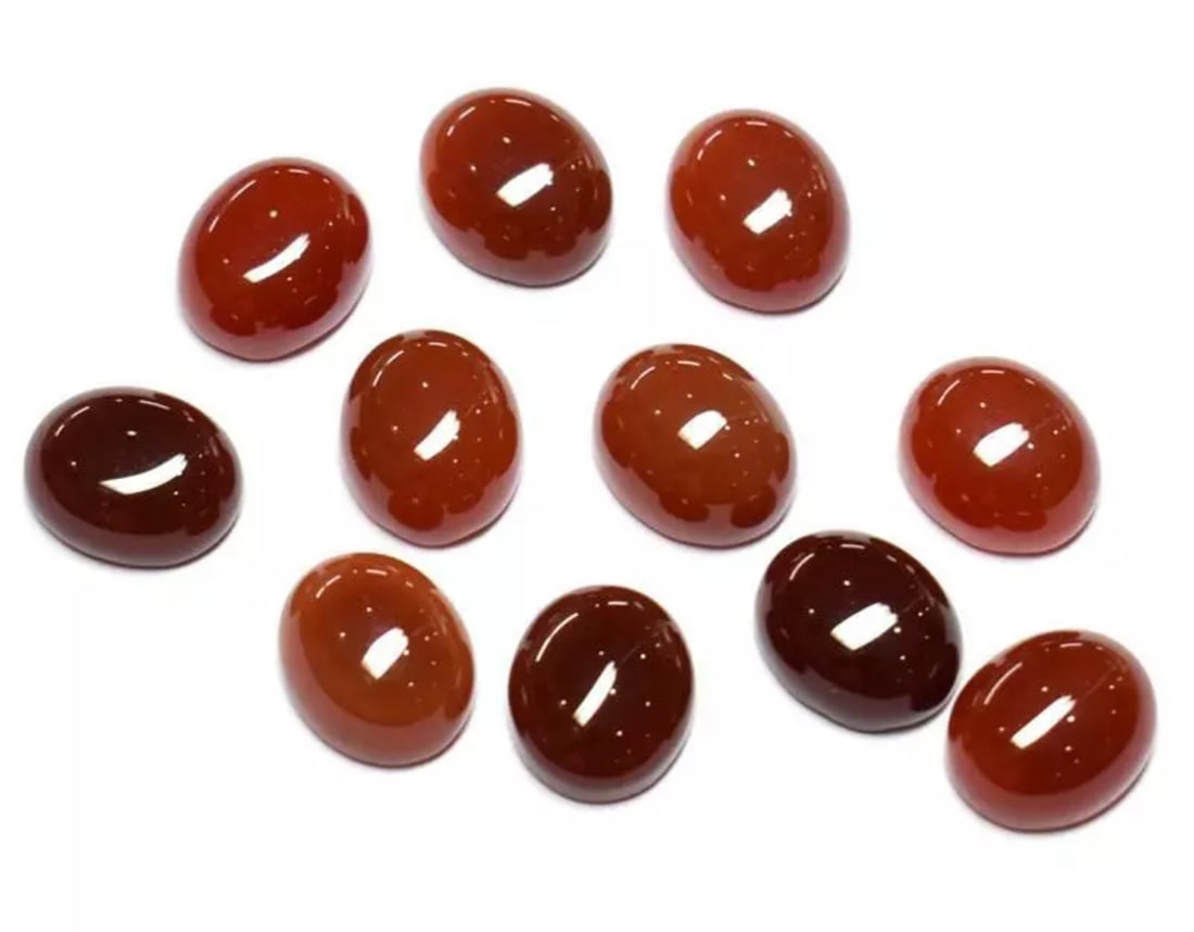 NATURAL RED ONYX CABOCHONS OVAL 9.5X11.5 MM - 11 PIECES (1 of 1)