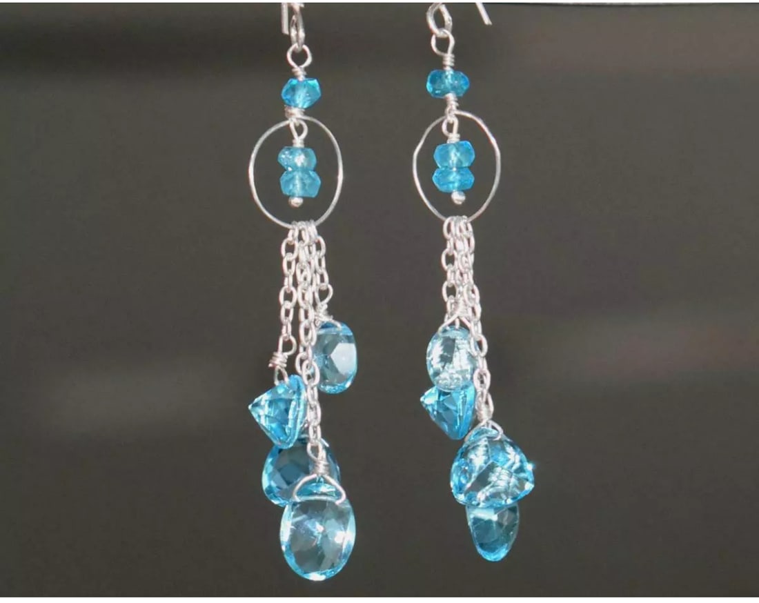 SOLID 925 STERLING SILVER EARRINGS - NATURAL AAA SWISS BLUE TOPAZ: These are natural, earth mined and hand crafted with precision. Stone: Topaz, Stone Shape: Mix, Stone Size: 4mm/5x7 - 7x9mm, Width - 2 - 5mm, Weight: approx. 22 carats. The photographs are generally e