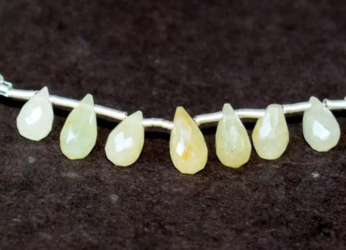 NECKLACE CHARMS (JUMP RINGS) YELLOW SAPPHIRE BEADS, 925 SILVER: THEY ARE NATURALEARTH MIND GEMSTONES.3.5" LENGTH.WITH SOLID 925 STERLING SILVER JUMP RINGS ATTACHED. Stone: Sapphire, Stone Shape: Faceted Rondelle/Briolette, Stone Size: 3 - 4mm/4.5x8mm, Weight: 13 c