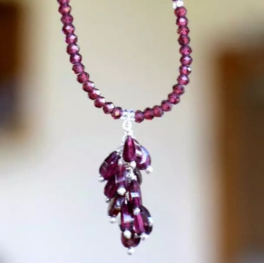 NATURAL GARNET BEADS PEAR SOLID 925 SILVER JUMP RINGS: Stone: Garnet, Stone Shape: Faceted Rondelle/Pear, Stone Size: 2mm/3x5 - 3x6mm, Weight: 11 cts. THEY ARE NATURALEARTH MIND GEMSTONES.4" LENGTH.WITH SOLID 925 STERLING SILVER JUMP RINGS ATTACHED.