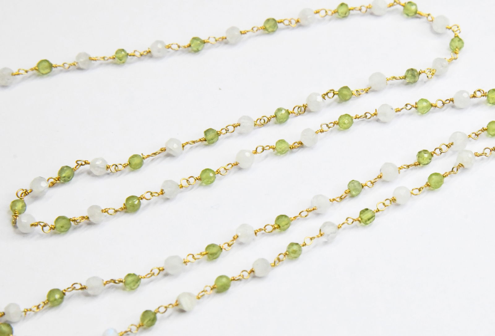 VERMAIL - SOLID 925 SILVER LINK CHAIN - 1 FOOT - PERIDOT MOONSTONE (1 of 1)