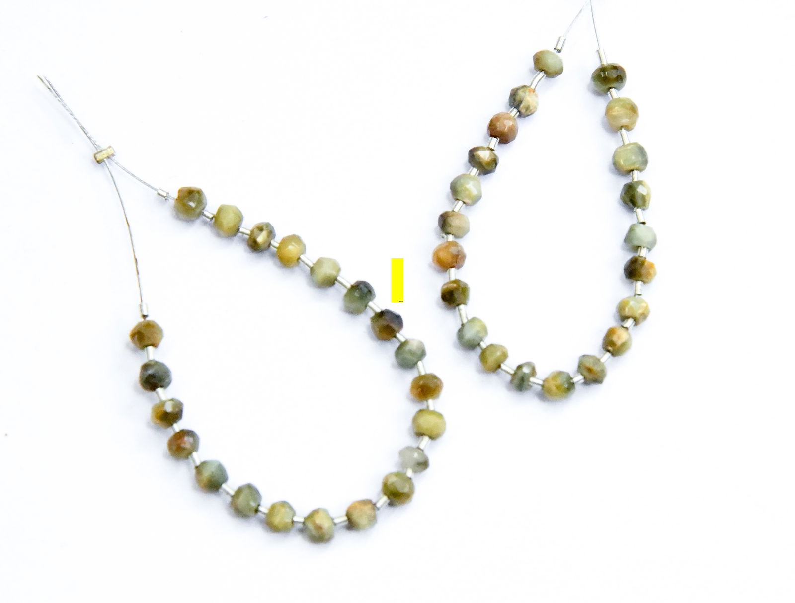 NATURAL CAT'S EYE BEADS FACETED RONDELLE 3.5 MM, 21 PCS (10 TASSELS): These are natural, earth mined and hand crafted with precision. Stone: Cat's Eye, Stone Shape: Faceted Rondelle, Stone Size: 3.5 mm, Width: 2 - 3 mm, Weight: approx. 6.36 cts. The photographs are enla