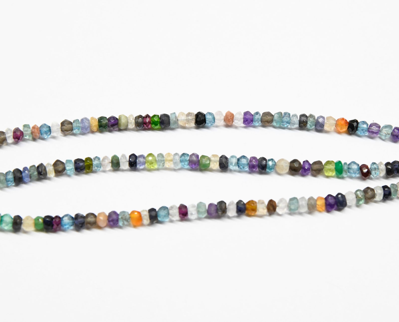 NATURAL MULTI DISCO BEADS FACETED RONDELLE 3.5 - 4 MM, 8" STRAND (3 LINES) (1 of 1)