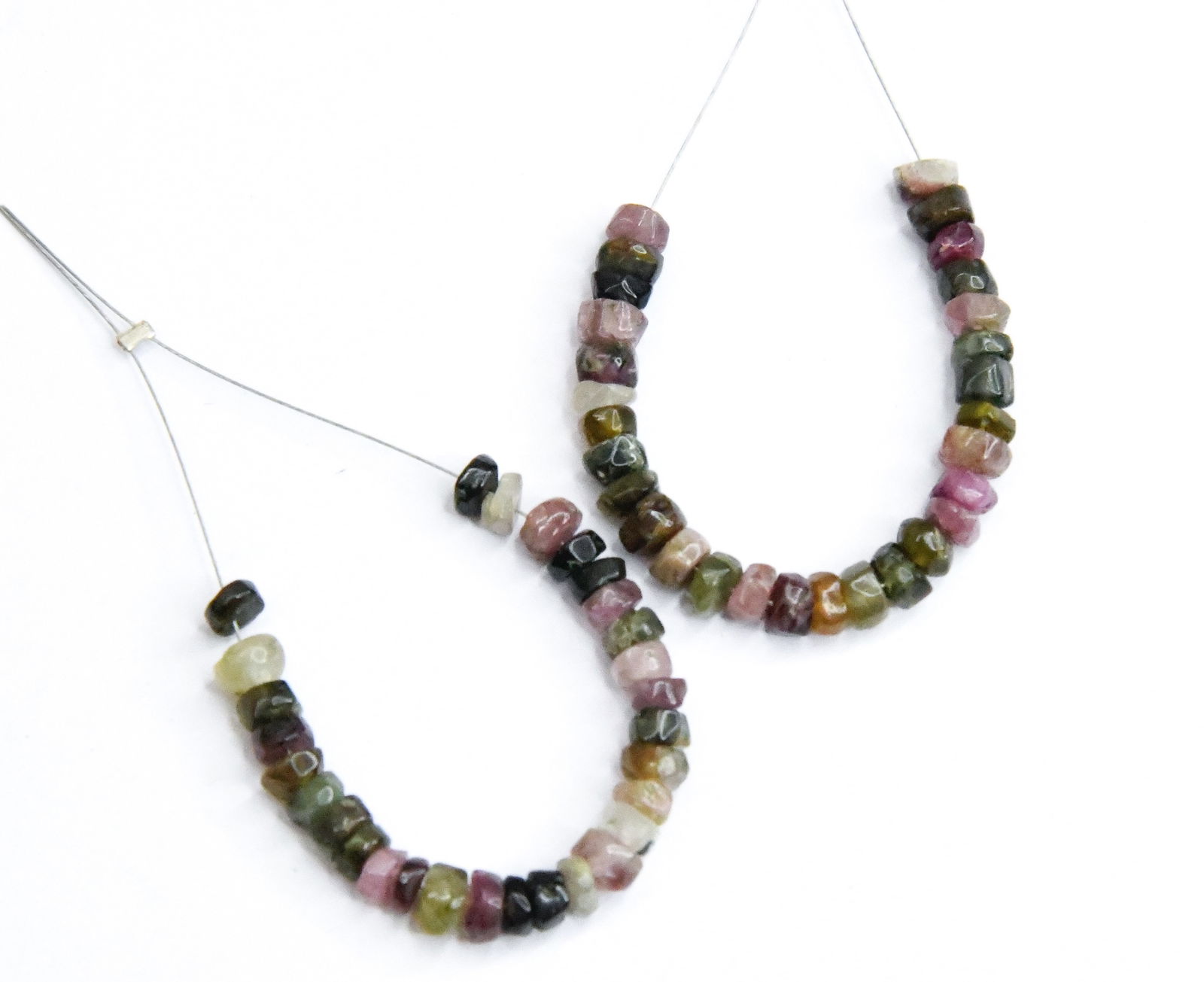 NATURAL MULTI TOURMALINE BEADS FACETED RONDELLE 3.5 - 4 MM, 29 PCS (5 TASSELS) (1 of 1)