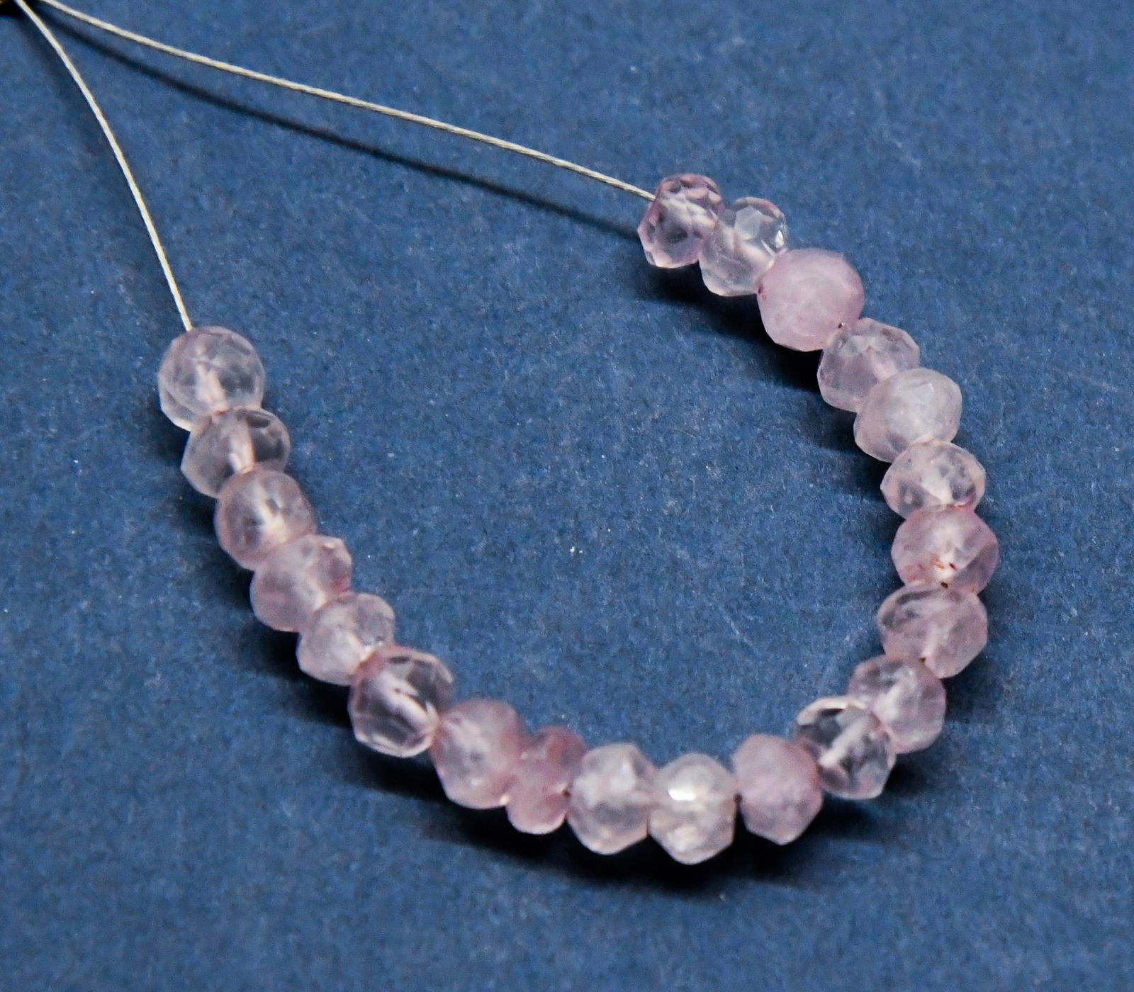 NATURAL ROSE QUARTZ BEADS FACETED RONDELLE 4 - 4.5 MM, 21 PCS (1 of 1)