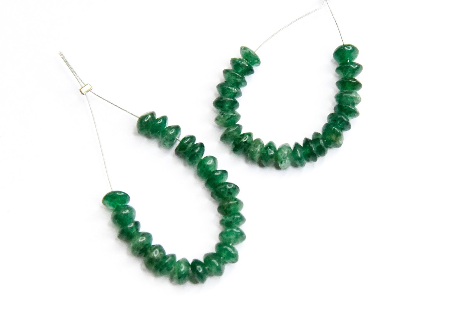 NATURAL GREEN AVENTURINE BEADS RONDELLE 5 MM, 21 PCS (2 TASSELS) (1 of 1)