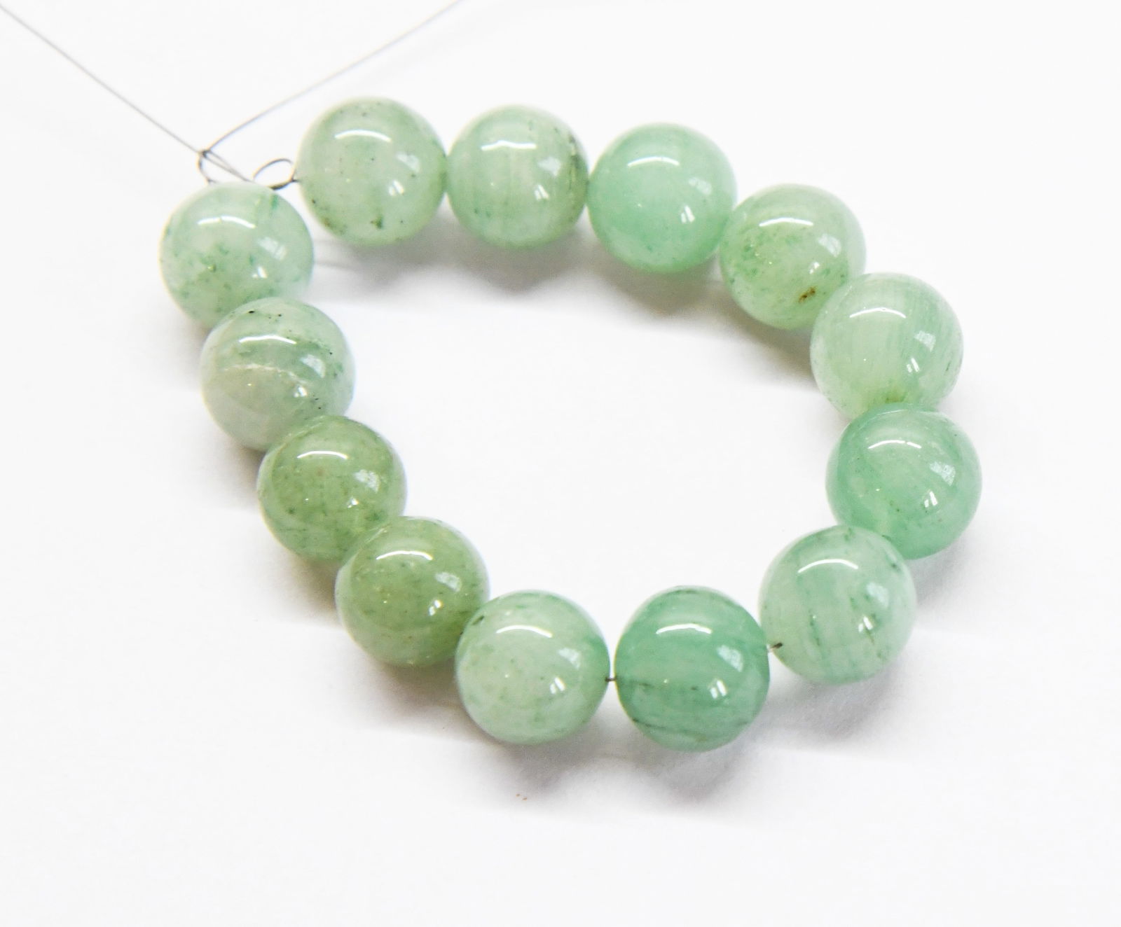 NATURAL GREEN AVENTURINE BEADS ROUND 10.5 - 11 MM, 5" LINE (1 of 1)