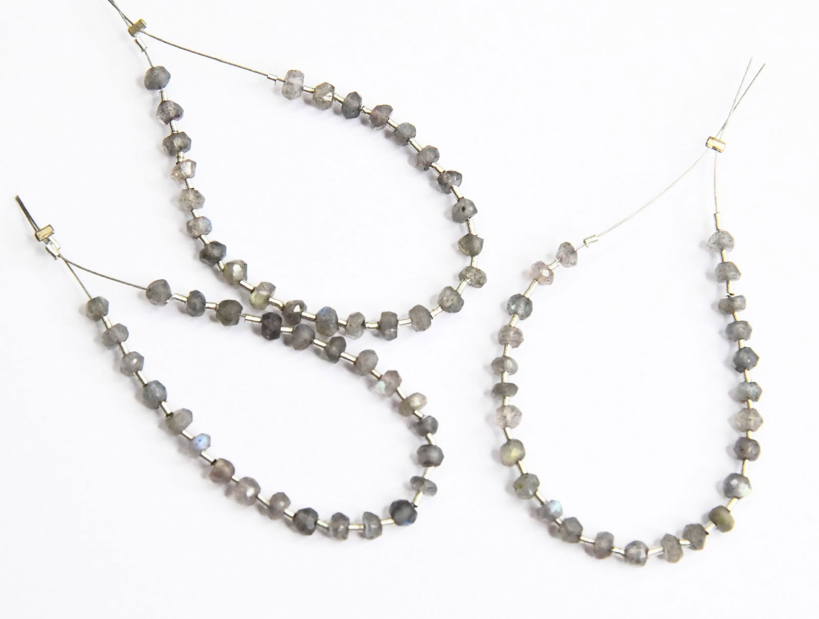 NATURAL LABRADORITE BEADS FACETED RONDELLE 3 - 3.5 MM 25 PCS (3 TASSELS) (1 of 1)