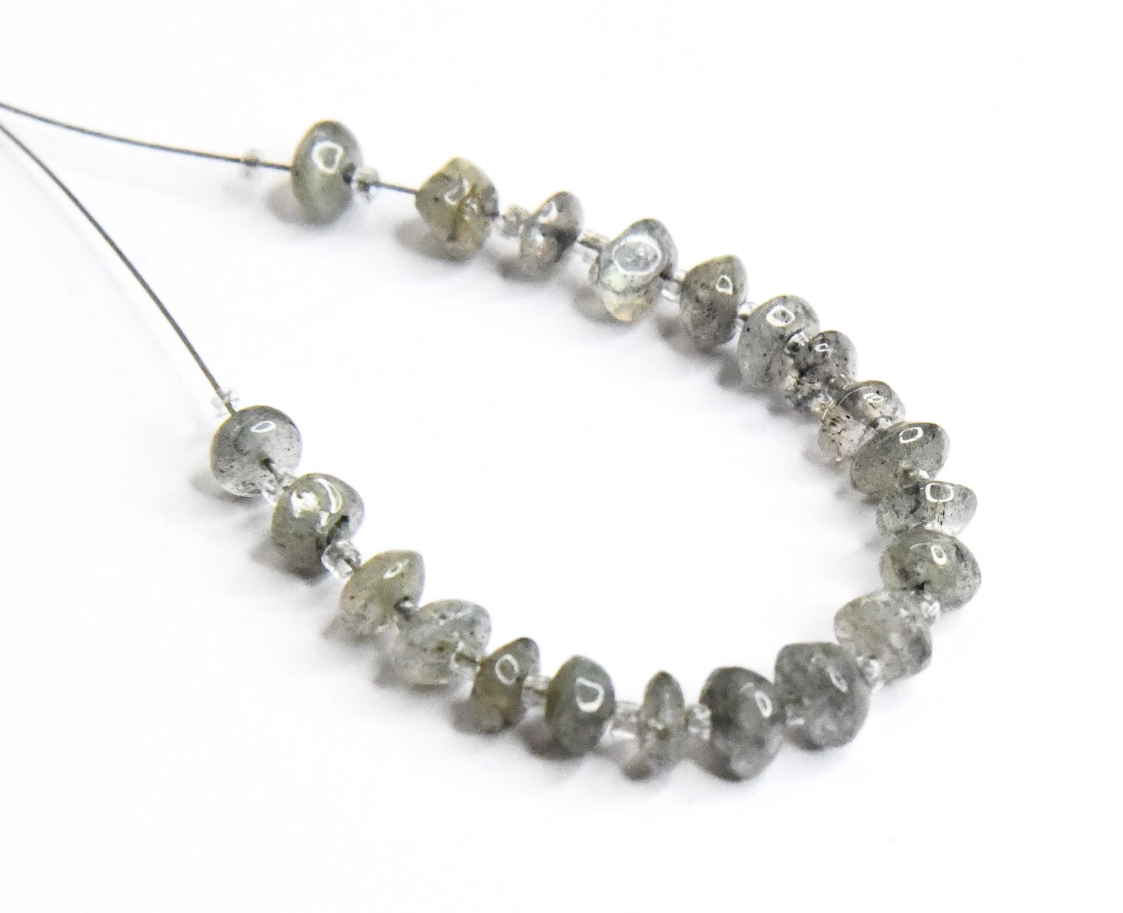 NATURAL LABRADORITE BEADS RONDELLE 4 - 4.5 MM 21 PCS (3 TASSELS) (1 of 2)
