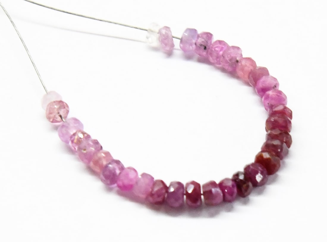 NATURAL RUBY BEADS (SHADED) FACETED RONDELLE 2.5 - 3.5 MM, 30 PCS (1 of 2)