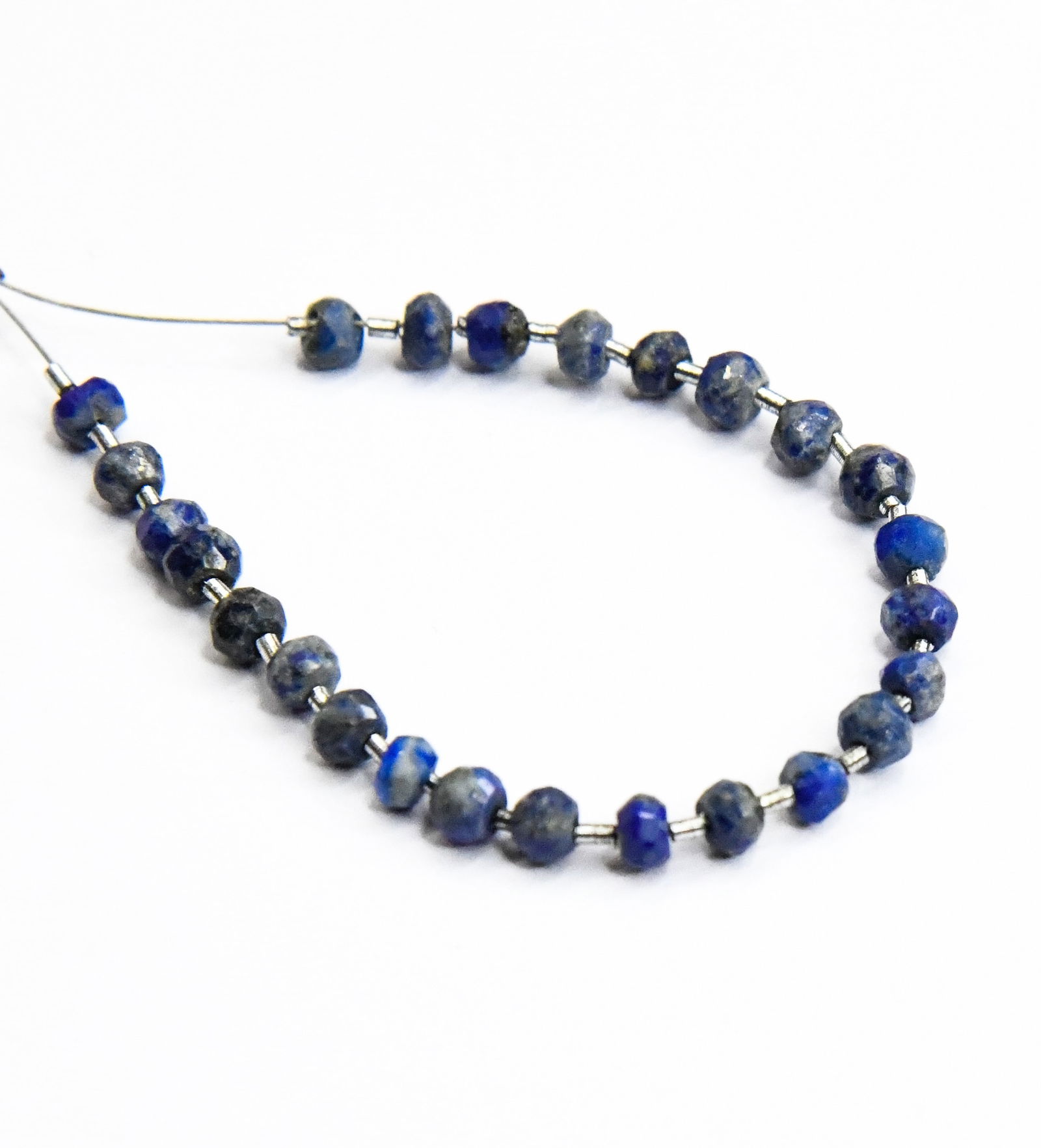 NATURAL LAPIS BEADS FACETED RONDELLE 3.5 - 4 MM 25 PCS (4 TASSELS) (1 of 2)