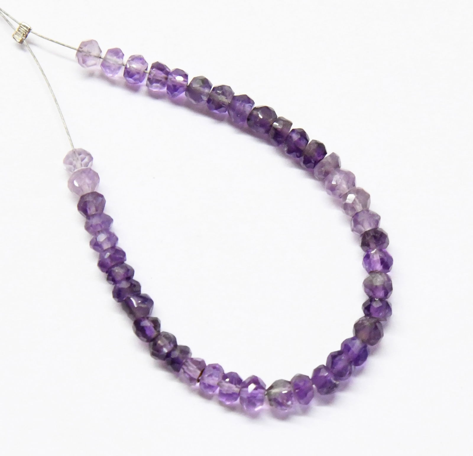NATURAL AMETHYST BEADS (SHADED) FACETED RONDELLE 3.5 - 4 MM, 42 PCS (1 of 1)