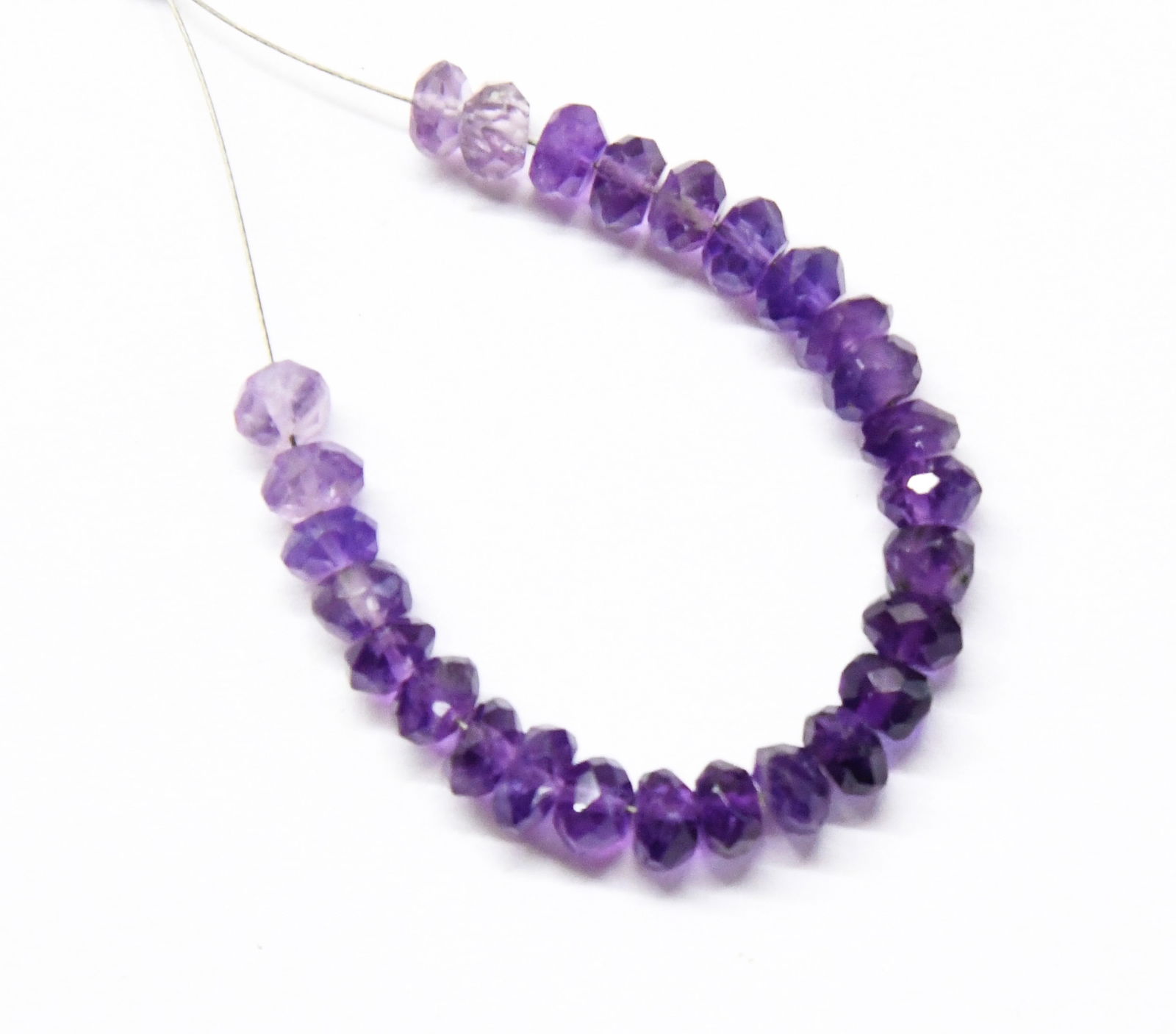 NATURAL AMETHYST BEADS FACETED RONDELLE 5MM, 27 PCS (1 of 1)