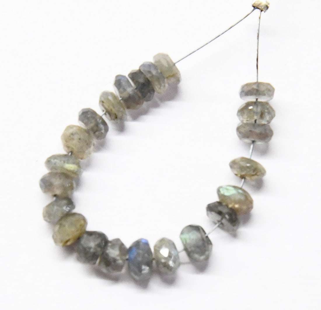 NATURAL LABRADORITE BEADS FACETED RONDELLE 5 - 5.5 MM, 22 PCS (1 of 1)