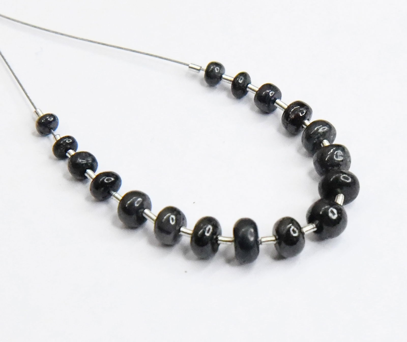 NATURAL BLUE SAPPHIRE BEADS (DYED) RONDELLE 3 - 5.5 MM 17 PCS (3 TASSELS): These are natural, earth mined and hand crafted with precision. Stone: Blue Sapphire, Stone Shape: Rondelle, Stone Size: 3 - 5.5 mm, Width: 2 - 4 mm, Weight: approx. 12.72 carats. The photographs are