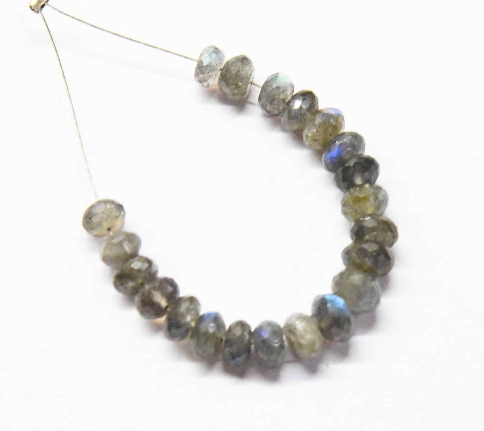 NATURAL LABRADORITE BEADS FACETED RONDELLE 5 - 6 MM, 21 PCS (1 of 1)
