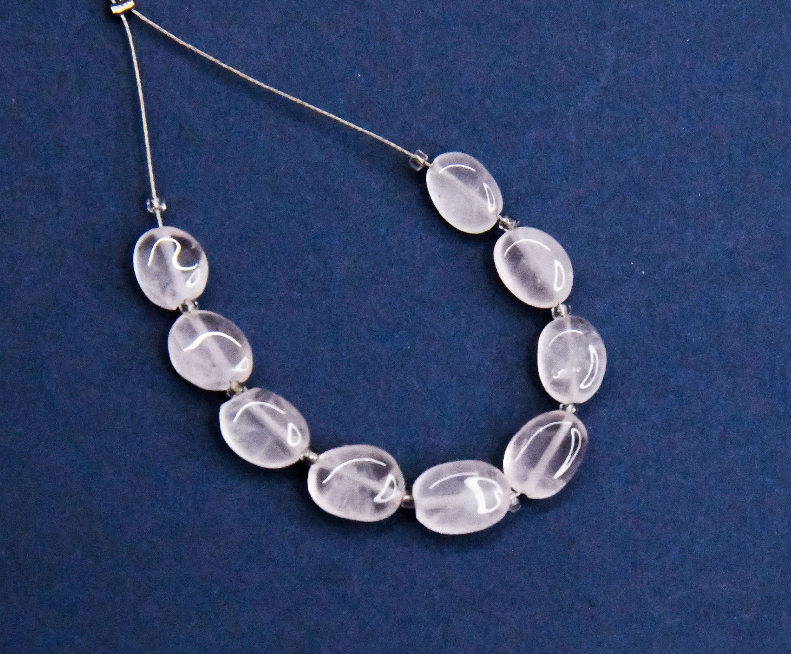 NATURAL ROSE QUARTZ BEADS OVAL 5X7 - 6X8 MM 9 PCS (1 of 1)