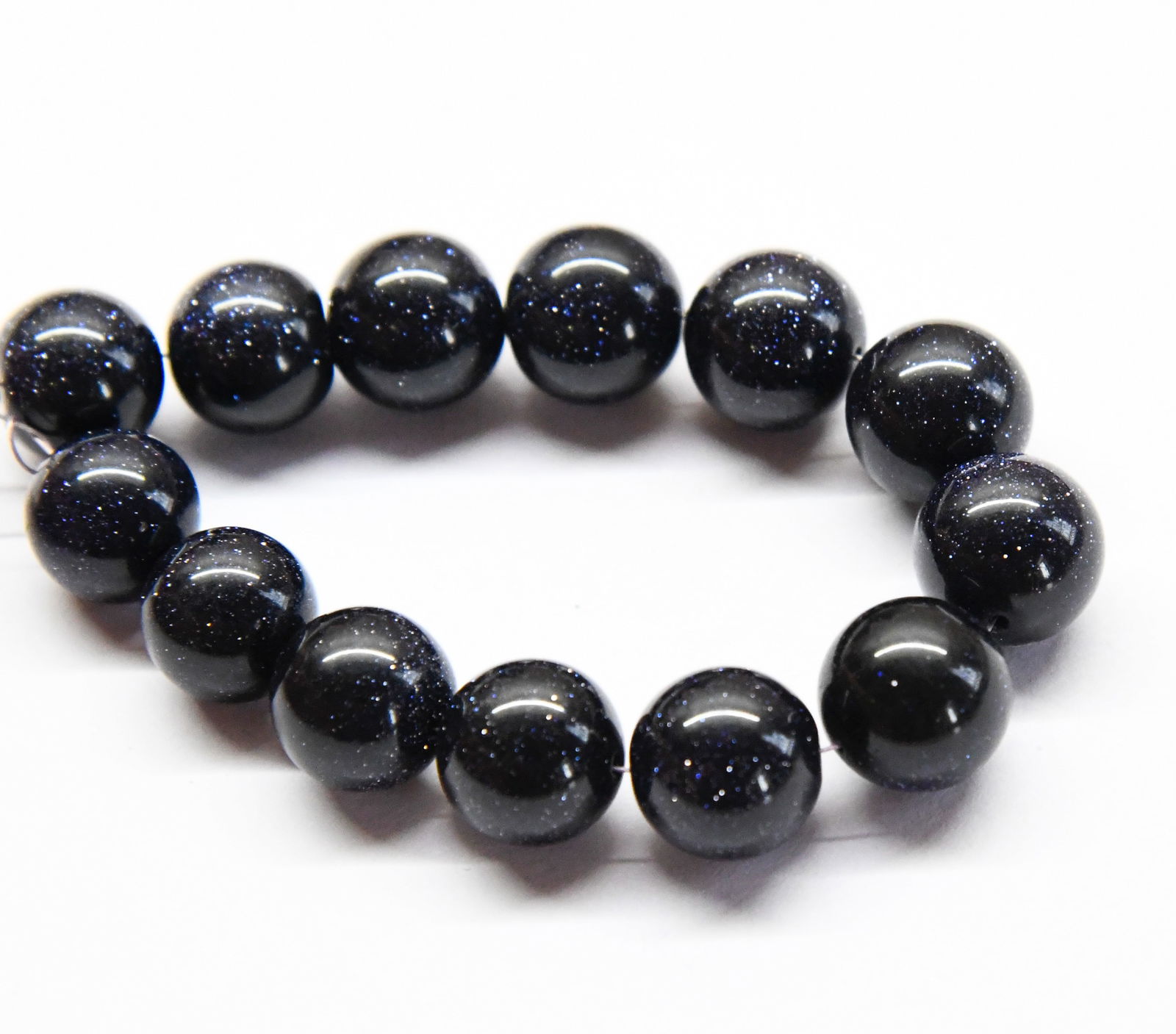 NATURAL BLUE GOLD STONE BEADS ROUND 11 - 12 MM, 13 PCS (3 TASSELS) (1 of 2)