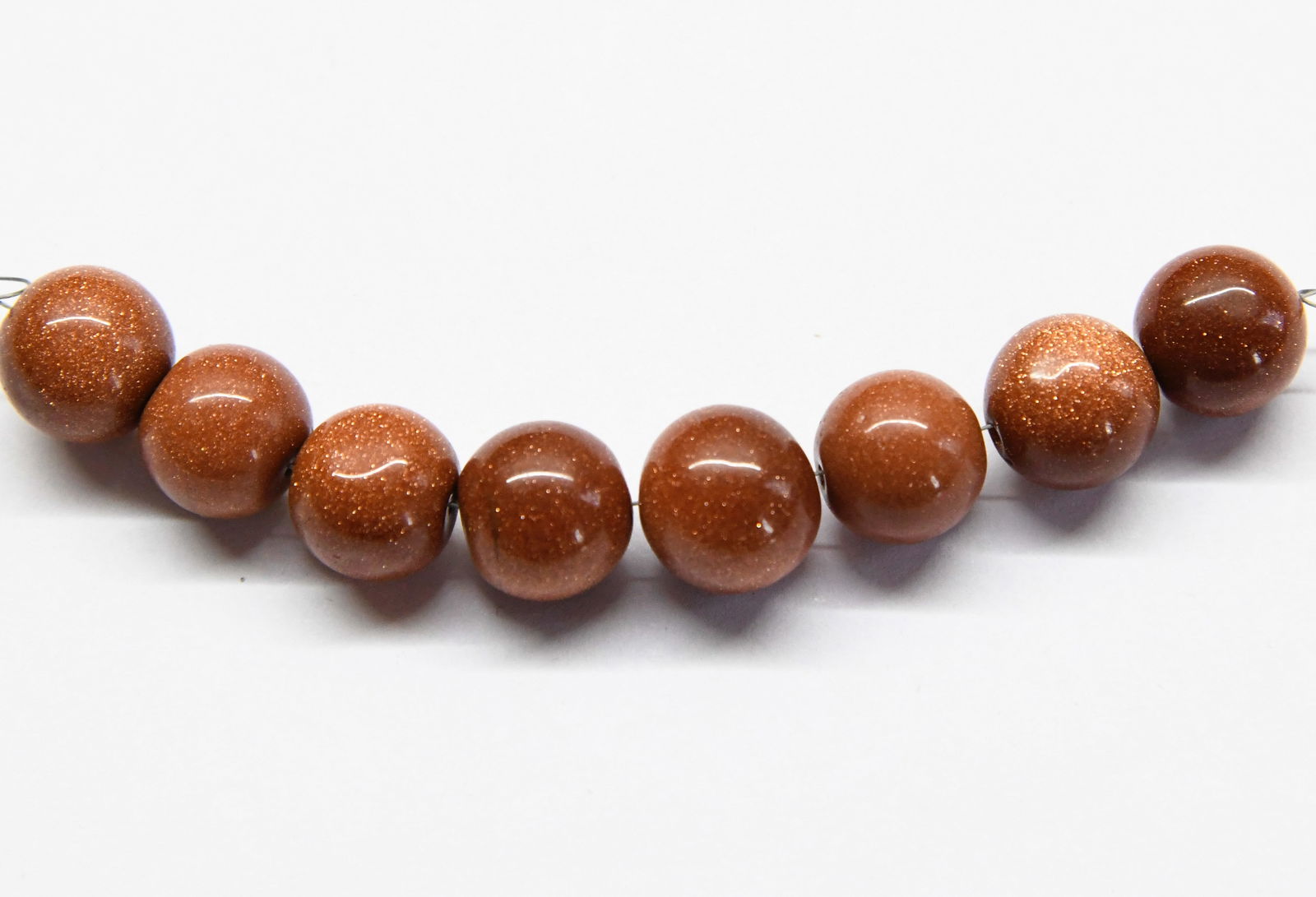 NATURAL GOLD STONE BEADS ROUND 12 - 13 MM, 8 PCS (3 TASSELS) (1 of 2)