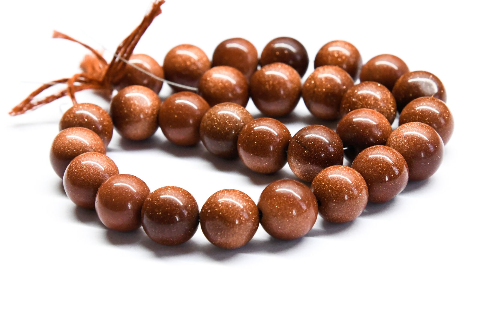 NATURAL GOLD STONE BEADS ROUND 12.5 - 13 MM, 13" LINE (1 of 2)