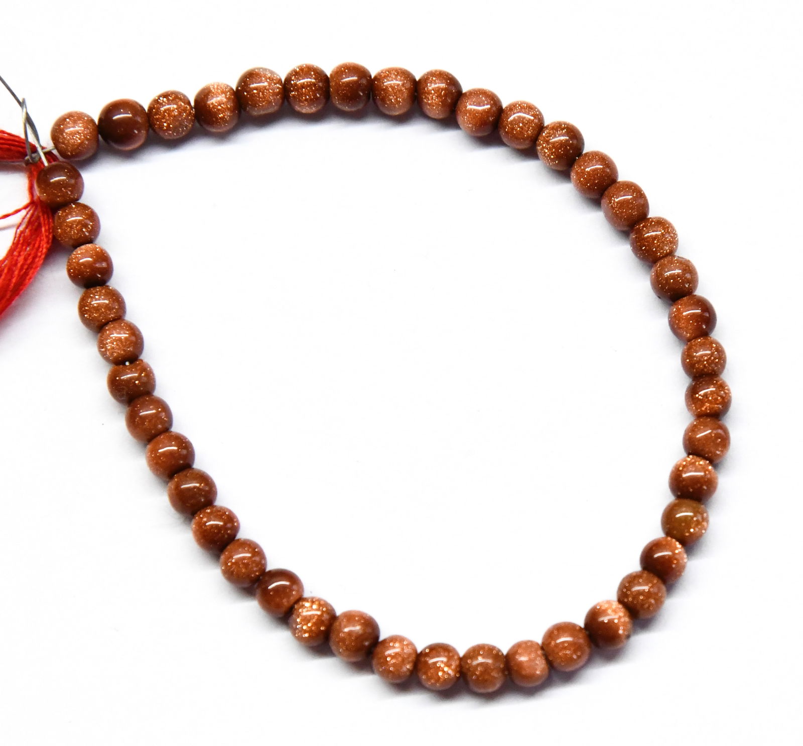 NATURAL GOLD STONE BEADS ROUND 4 MM, 6" LINE (1 of 1)