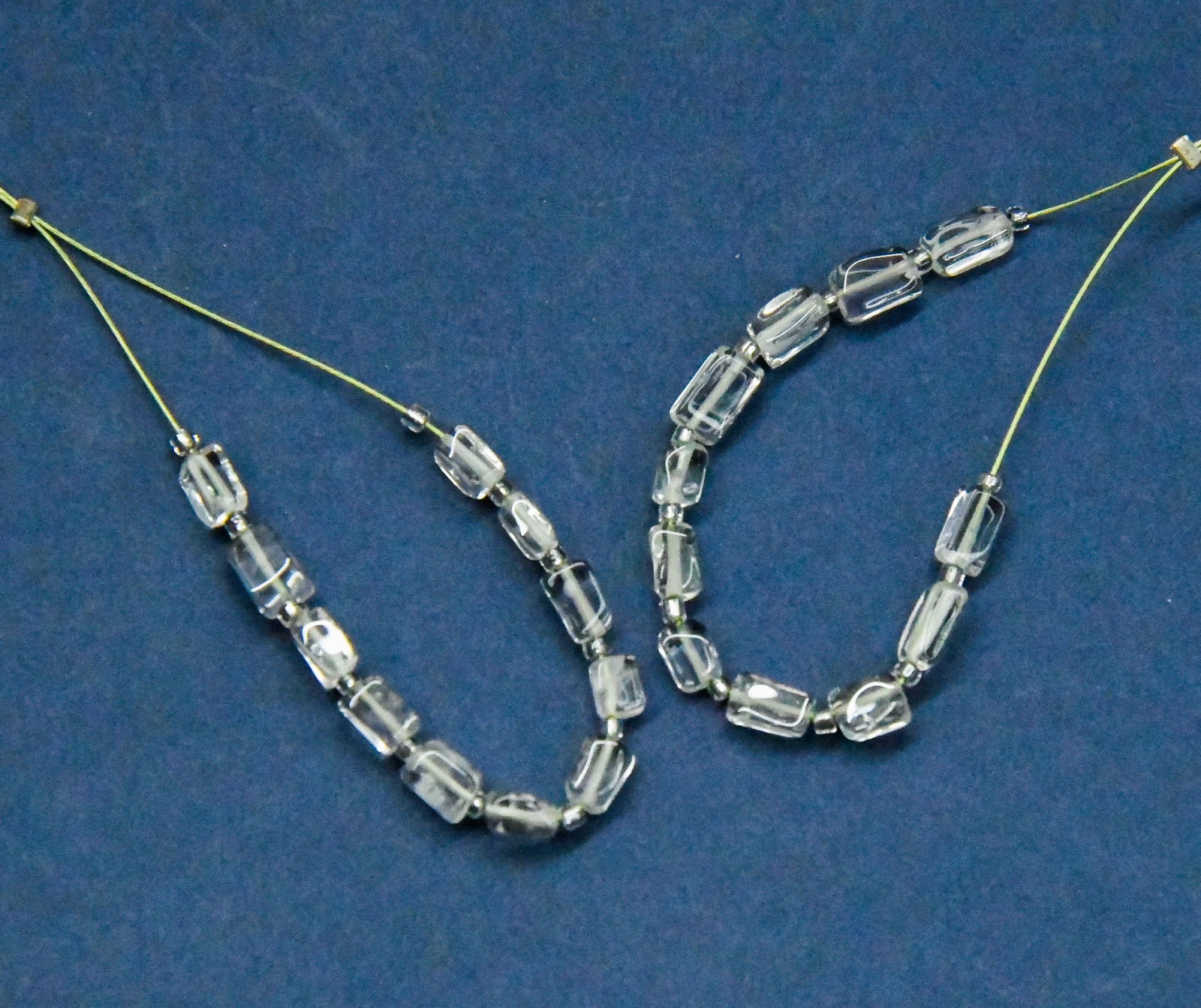 NATURAL GREEN AMETHYST BEADS CUBE 3X4 - 3X6 MM, 11 PCS (3 TASSELS): These are natural, earth mined and hand crafted with precision. Stone: Green Amethyst, Stone Shape: Cube, Stone Size: 3x4 - 3.5x6 mm, Width: 2 - 2.5 mm, Weight: approx. 5 carats. The photographs are e