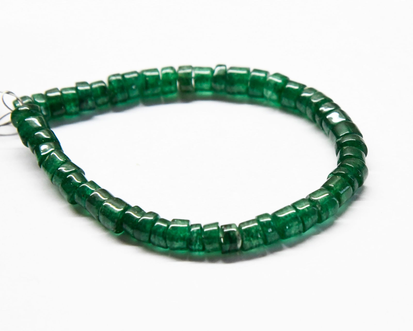 NATURAL GREEN AVENTURINE BEADS TUBE 4.5 - 5 MM, 5" LINE (1 of 2)