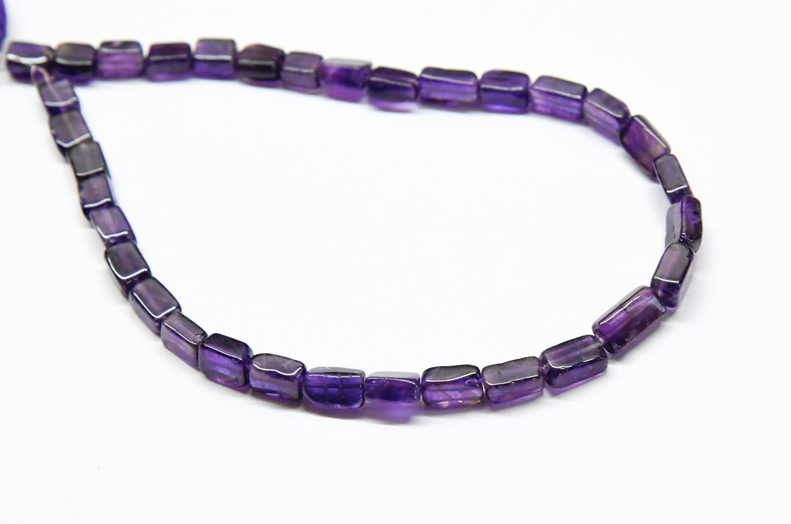 NATURAL AMETHYST BEADS CUBE 5X7 - 5X11 MM, 10" LINE (1 of 2)