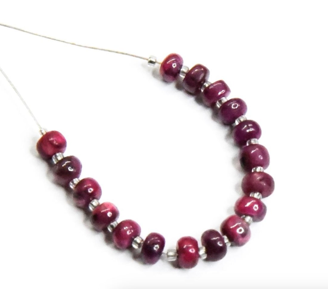 NATURAL RUBY BEADS (DYED) RONDELLE 4 - 4.5 MM 17 PCS (1 of 1)