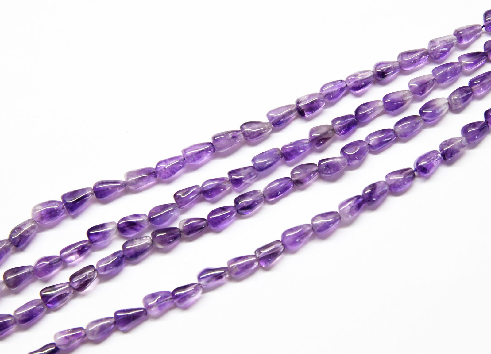 NATURAL AMETHYST BEADS DROPS 6X7 - 5X9 MM, 9" STRAND (2 LINES) (1 of 1)