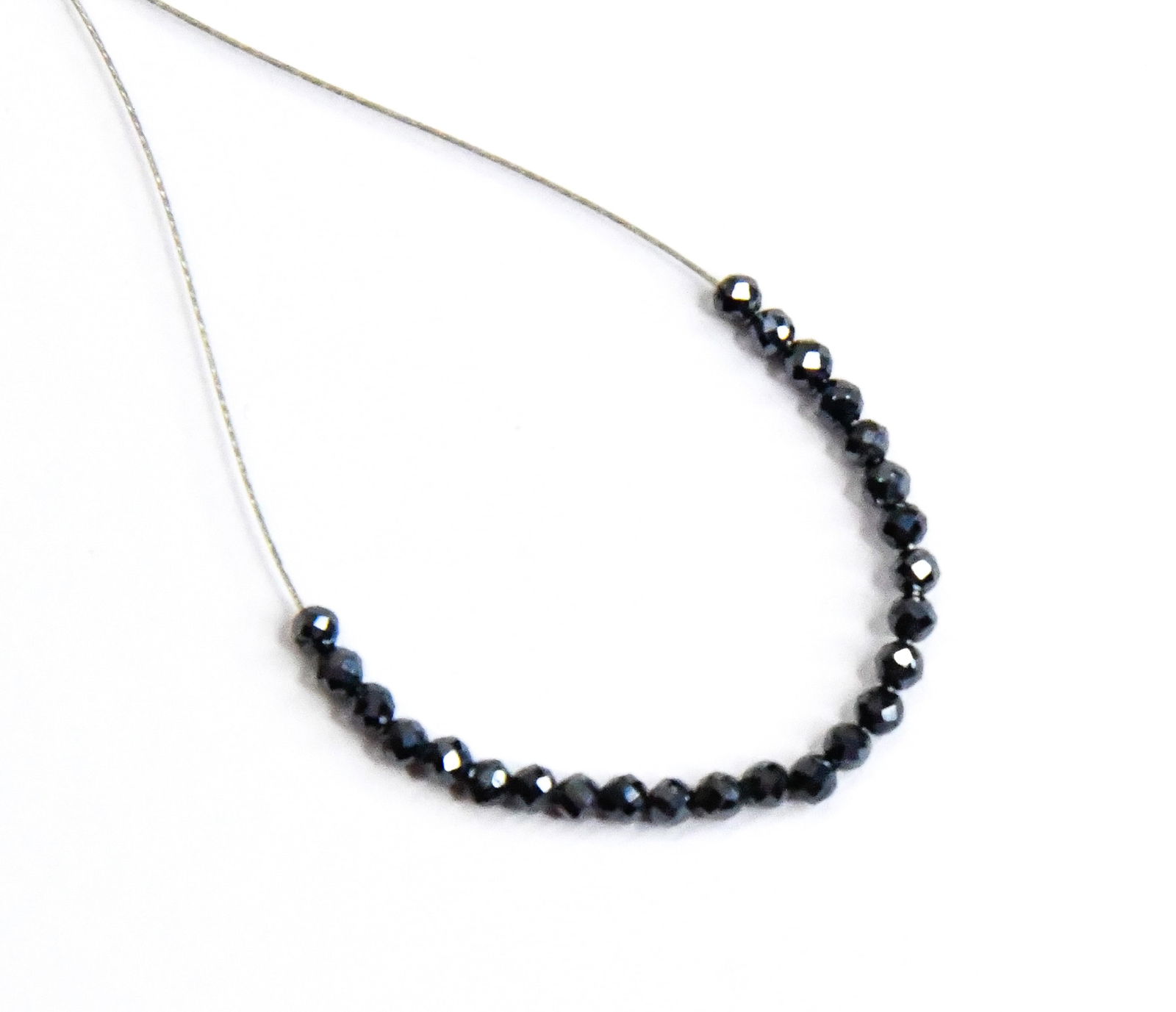 NATURAL BLACK SPINEL BEADS (COATED) FACETED ROUND 2 MM 25 PCS (1 TASSEL) (1 of 1)