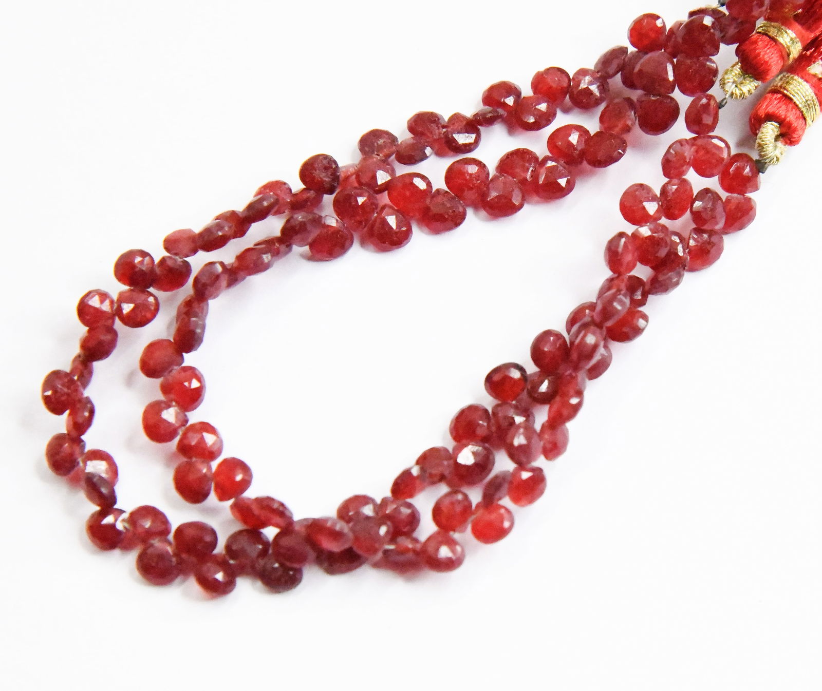 NATURAL RED QUARTZ BEADS FACETED HEART 4.5 - 5 MM 7" STRAND (2 LINES) (1 of 2)