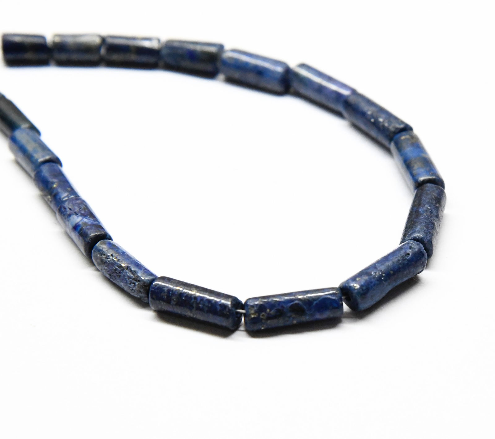 NATURAL LAPIS LAZULI BEADS TUBE 4X7 - 5X14 MM, 8" STRAND (1 of 2)