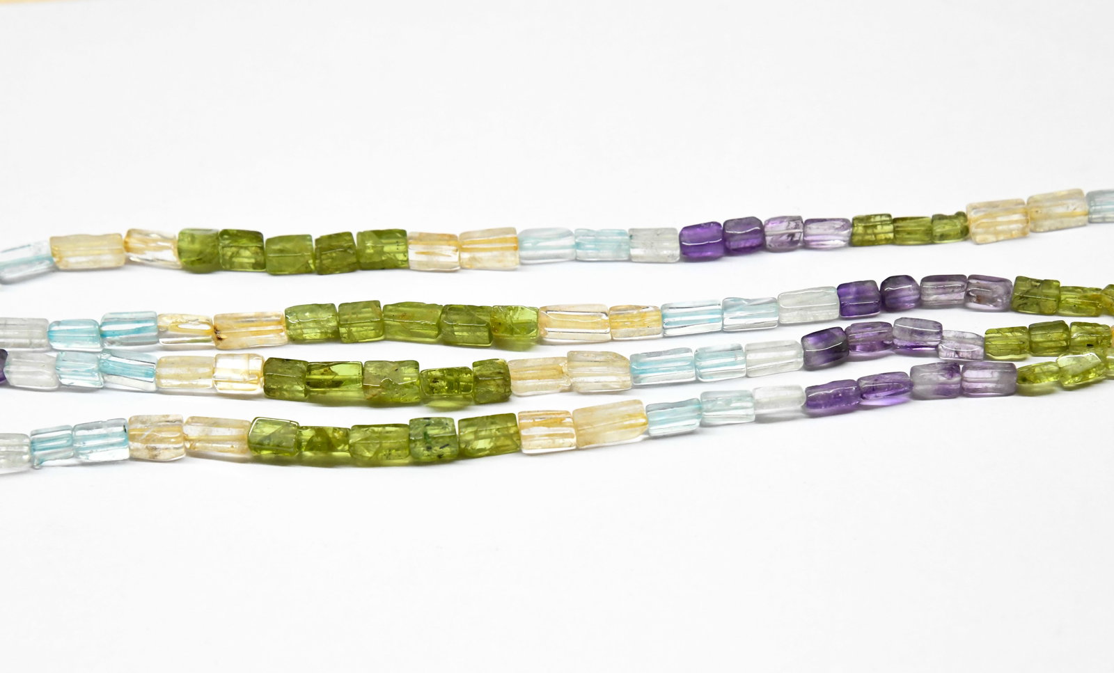 NATURAL MULTI STONE BEADS CUBE 4X6 - 5X9 MM, 14" STRAND (1 of 1)