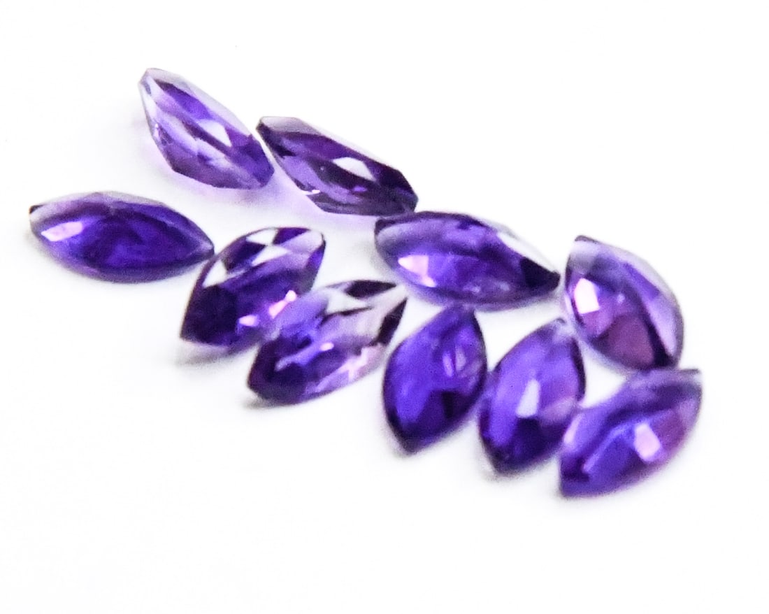 NATURAL AMETHYST BEADS FACETED MARQUISE 4X8 MM - (10 PIECES) (1 of 1)