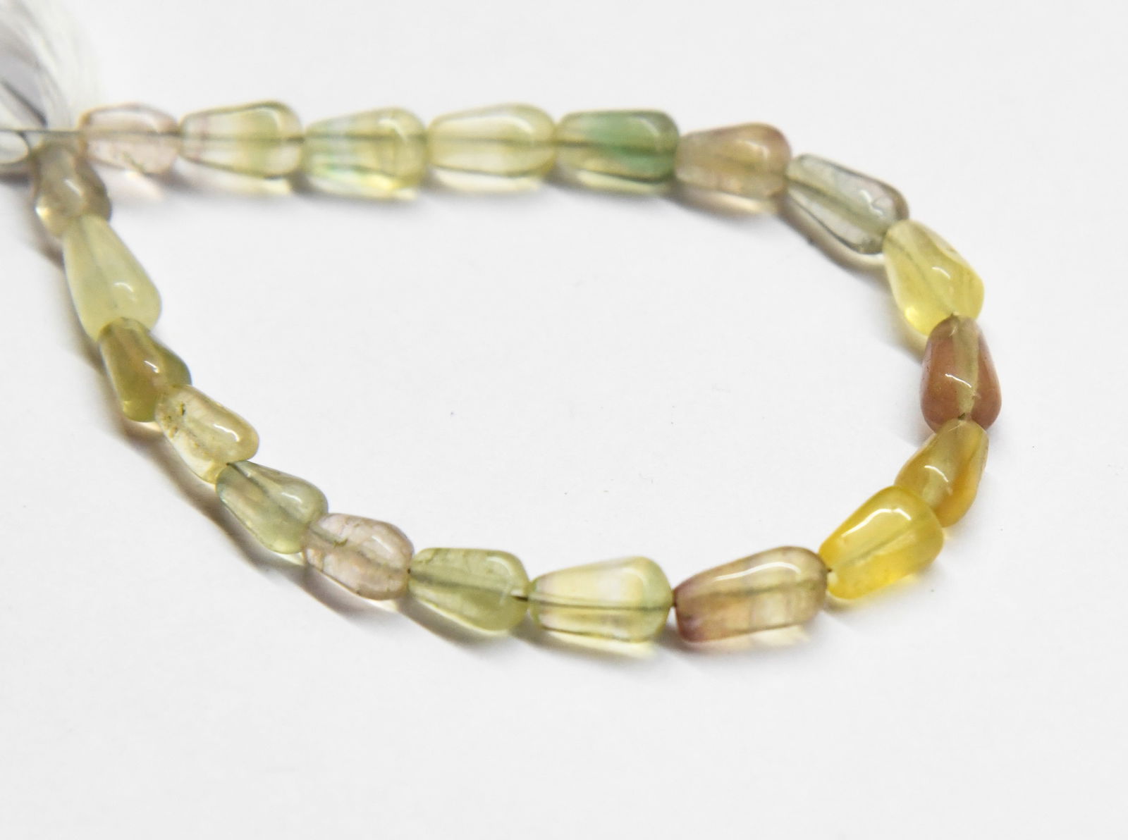 NATURAL MULTI FLUORITE BEADS DROPS 4X8 - 5X10 MM, 6.5" STRAND (1 of 2)
