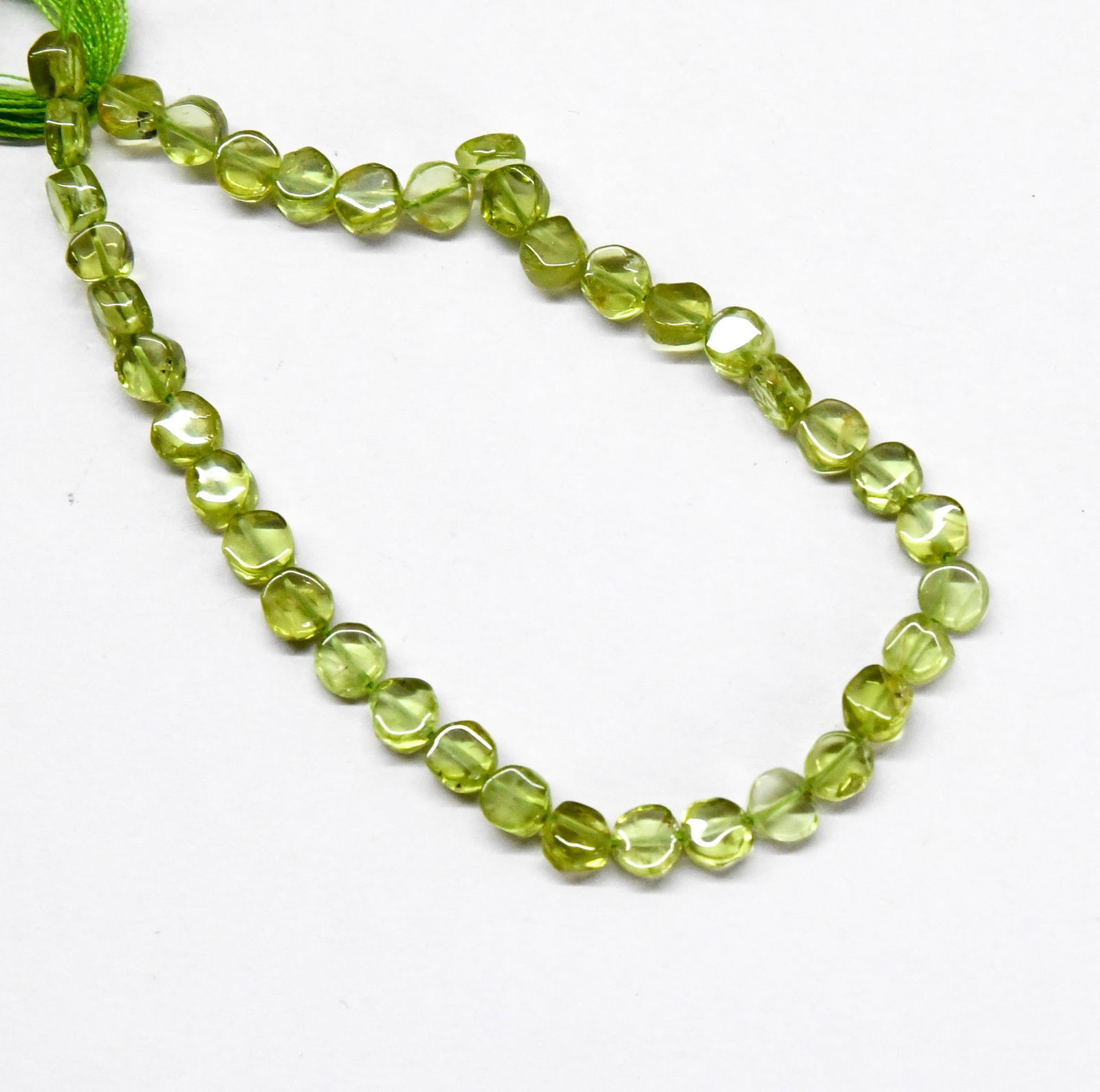 NATURAL PERIDOT BEADS COIN 4.5 MM, 6" STRAND (1 of 1)