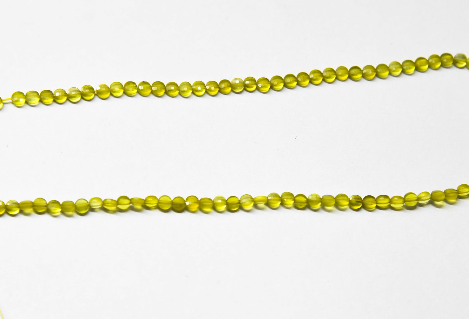 NATURAL LEMON QUARTZ BEADS COIN 4 MM, 13" LINE (1 of 1)