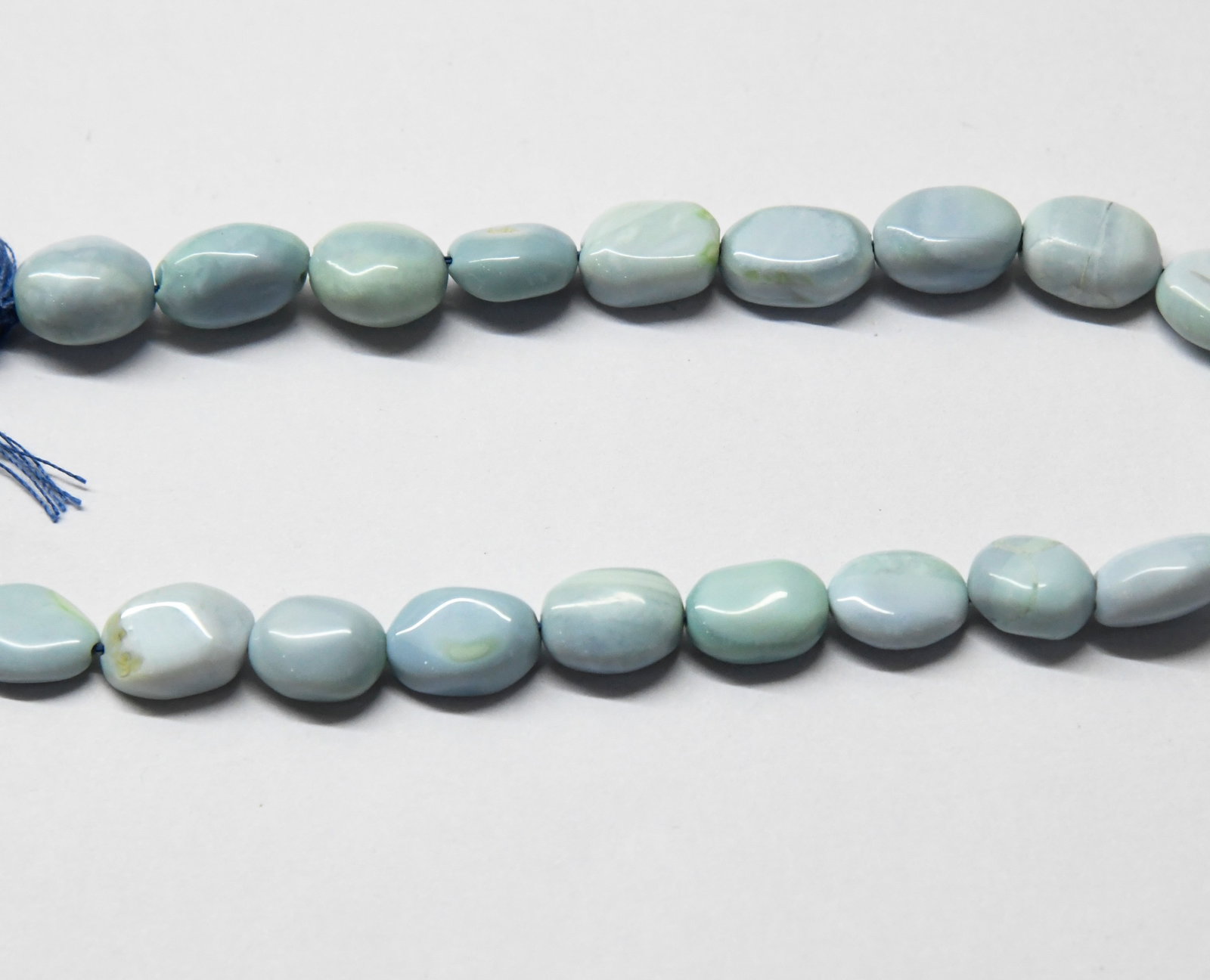 NATURAL BLUE OPAL BEADS OVAL 7X10 - 8X13 MM, 8" LINE (1 of 1)