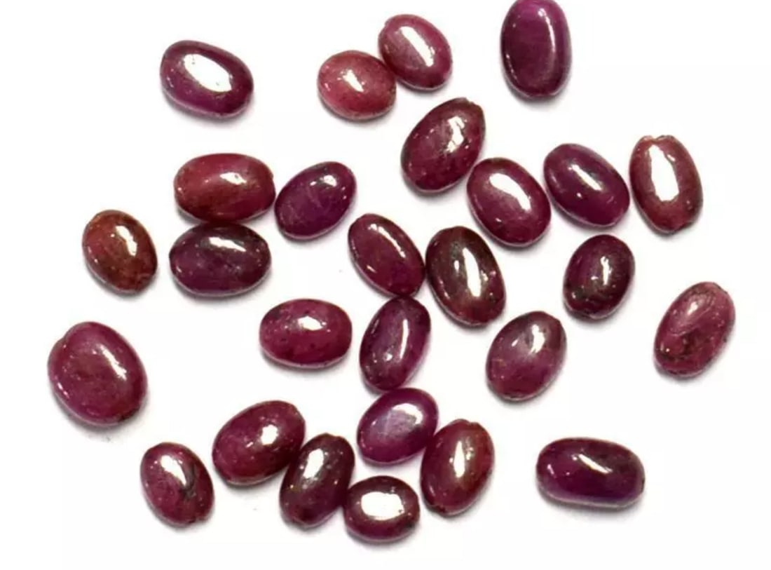 NATURAL RUBY BEADS OVAL 3X4 - 3.5X5 MM - (25 PIECES) (1 of 1)