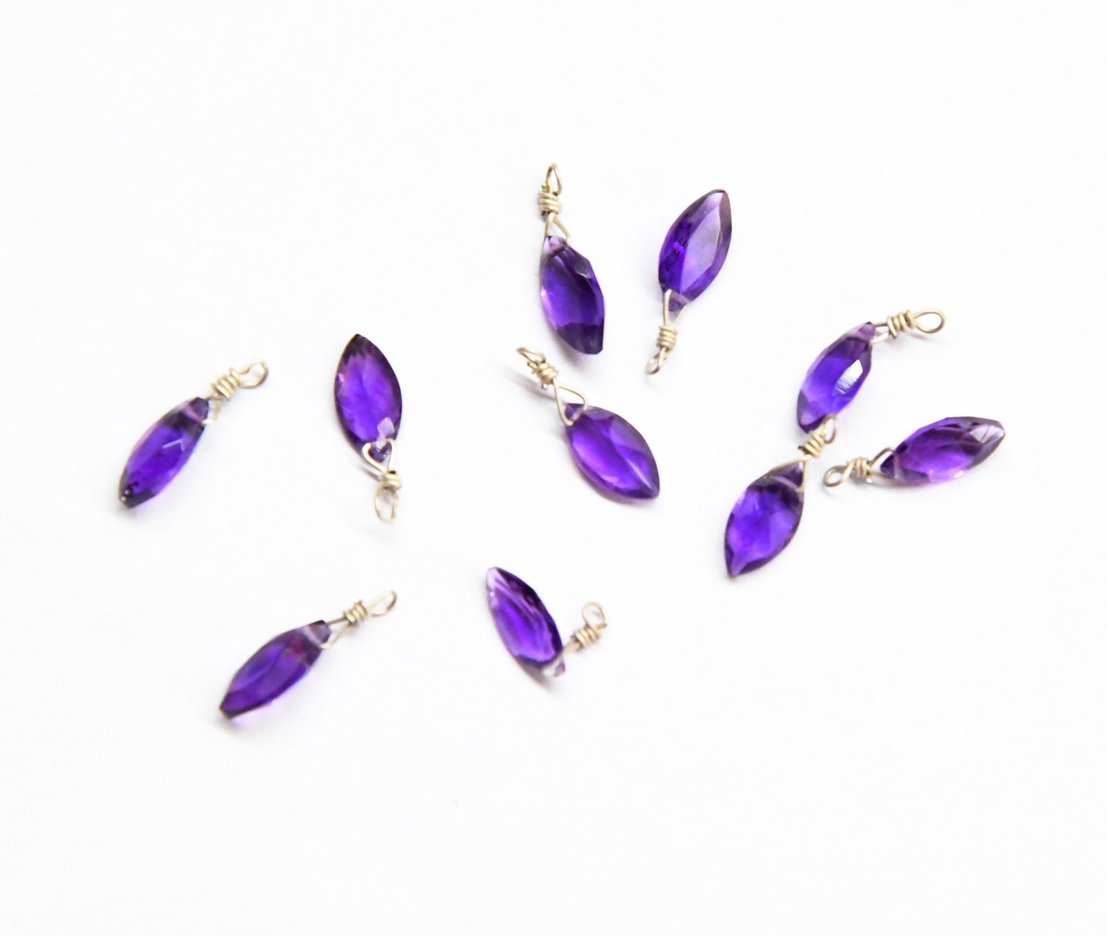 NATURAL AMETHYST BEADS FACETED MARQUISE 4X8 MM - 10 PCS (1 of 1)